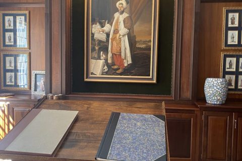 Library Capetown with The Persian Envoy painting recessed