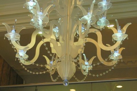 Cheyne bespoke perspex chandelier designed by Nick Esch
